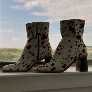 ALOHAS Cow Print Ankle Boots